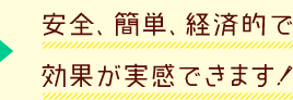 安全、簡単、経済的で効果が実感できます